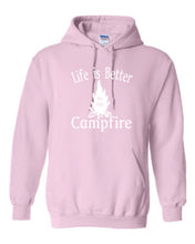 Load image into Gallery viewer, Life Is Better By The Campfire Youth Hoodies White Letters
