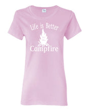 Load image into Gallery viewer, Life Is Better By The Campfire Ladies T-shirt White Letters
