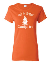 Load image into Gallery viewer, Life Is Better By The Campfire Ladies T-shirt White Letters
