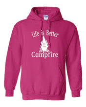 Load image into Gallery viewer, Life Is Better By The Campfire Youth Hoodies White Letters
