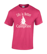 Load image into Gallery viewer, Life Is Better By The Campfire Youth T-shirt White Letters
