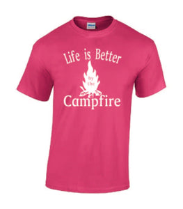 Life Is Better By The Campfire Youth T-shirt White Letters