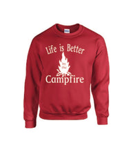 Load image into Gallery viewer, Life Is Better By The Campfire Crewnecks White Letters
