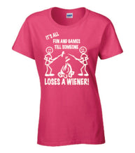 Load image into Gallery viewer, It&#39;s all Fun and Games Ladies T-shirts White Letters
